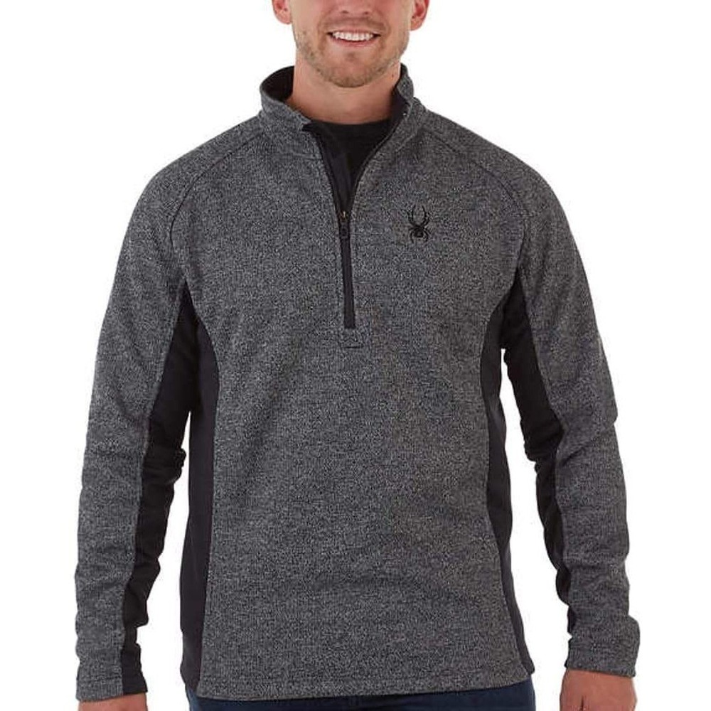 Spyder Outbound Sweater Jacket Mens L Performance‎ 1/4 Zip Stryke Fleece Gray